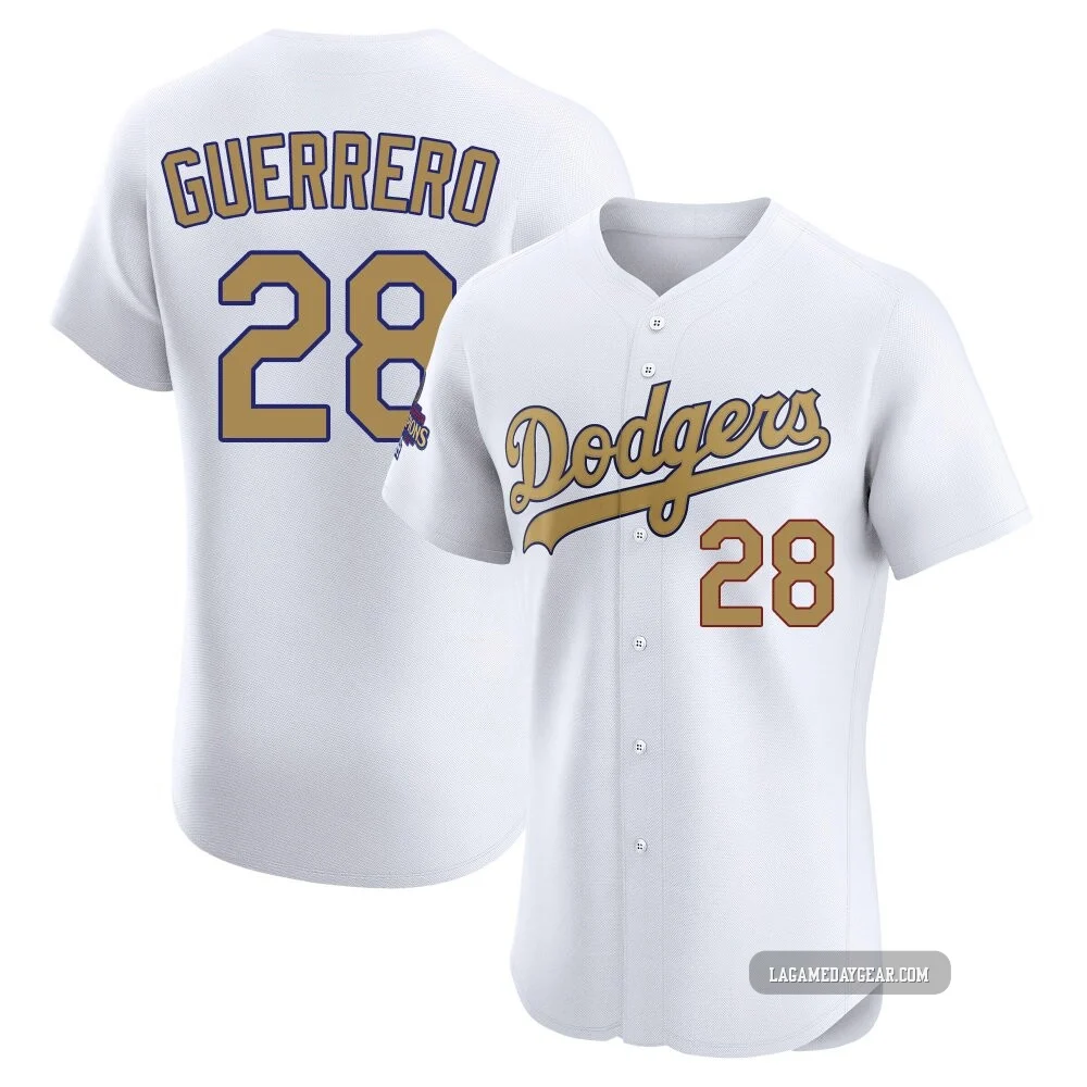 Pedro Guerrero ＃28 Los Angeles Dodgers Elite Men's Gold White 2025 Collection Jersey