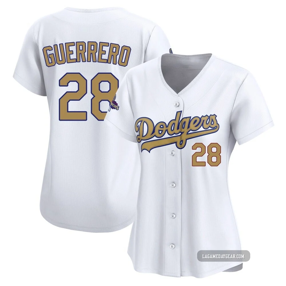 Pedro Guerrero ＃28 Los Angeles Dodgers Limited Women's Gold White 2025 Collection Jersey