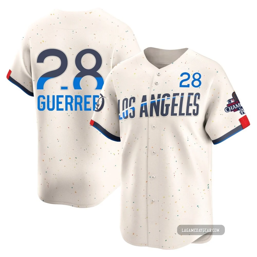 Pedro Guerrero ＃28 Los Angeles Dodgers Limited Youth Cream 2024 City Connect World Series Champions Jersey