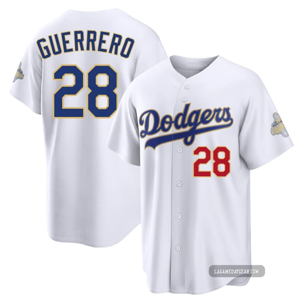 Pedro Guerrero ＃28 Los Angeles Dodgers Limited Youth Gold White 2026 Collection Stadium Jersey