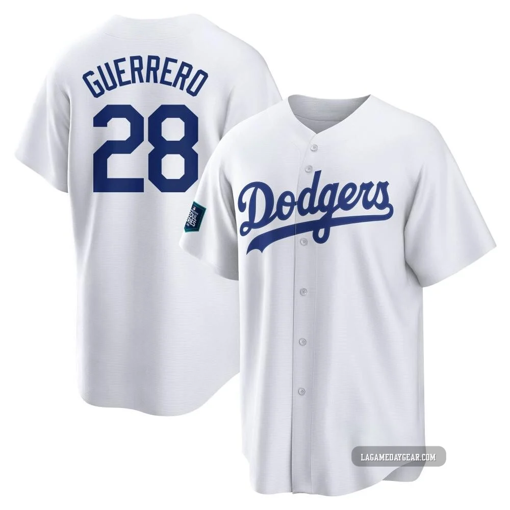 Pedro Guerrero ＃28 Los Angeles Dodgers Replica Men's White 2024 World Tour Seoul Series Home Jersey
