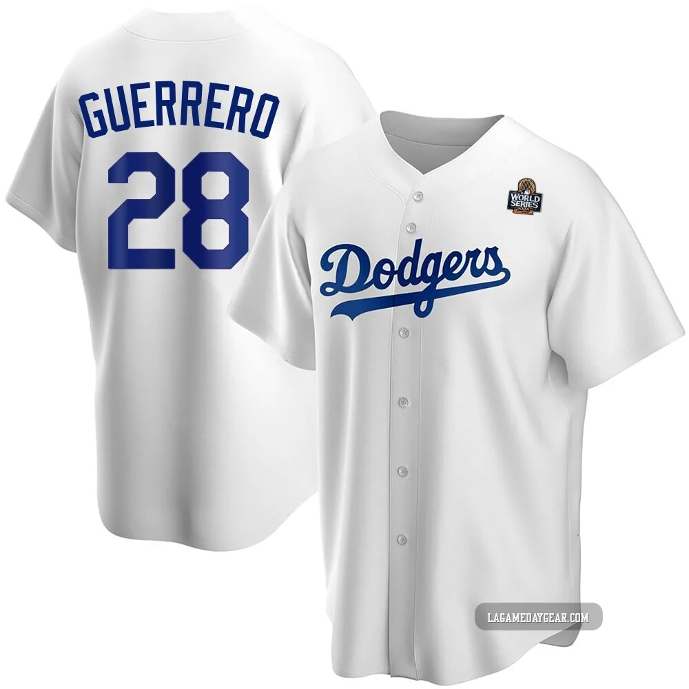 Pedro Guerrero ＃28 Los Angeles Dodgers Replica Men's White Home 2024 World Series Jersey