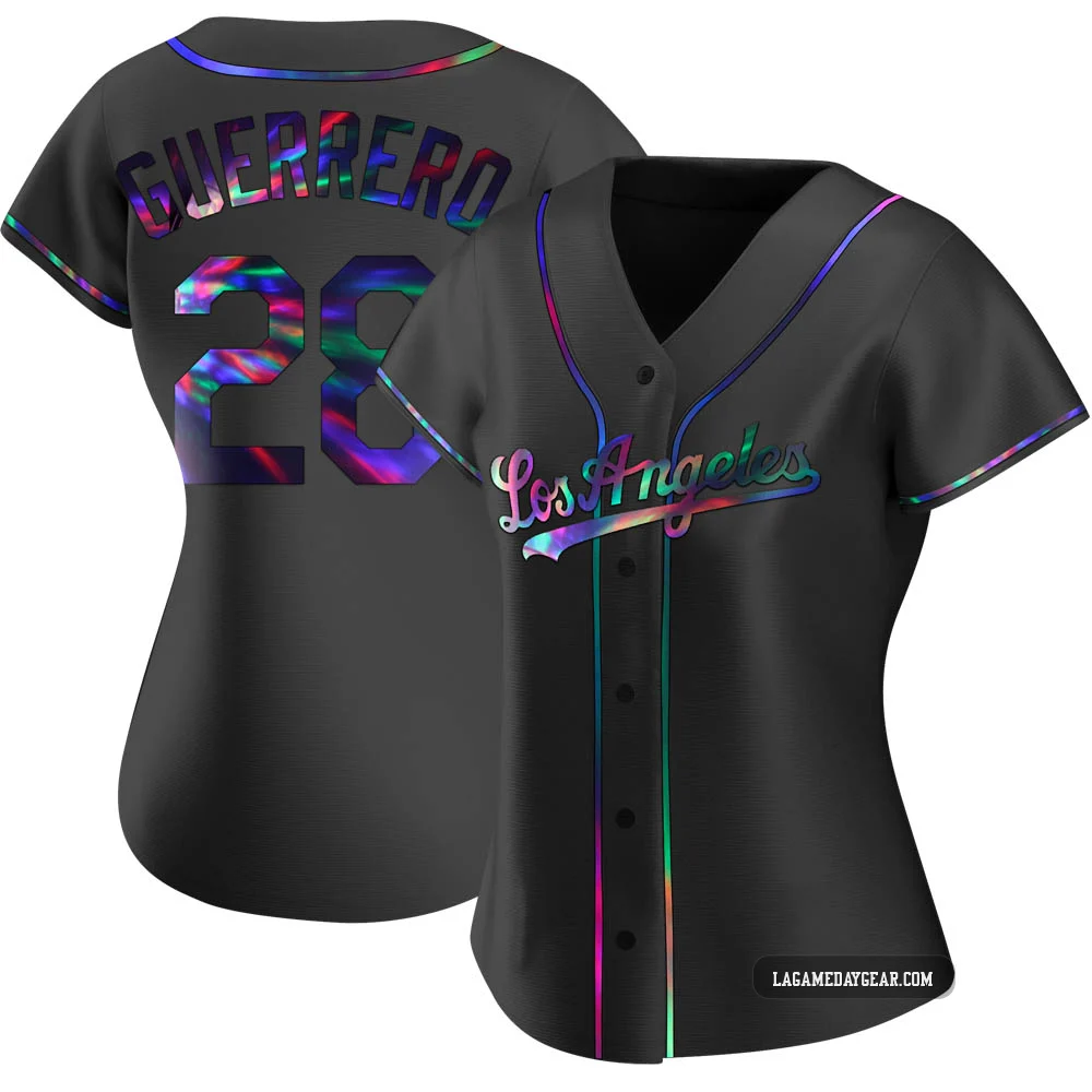Pedro Guerrero ＃28 Los Angeles Dodgers Replica Women's Black Holographic Alternate Jersey