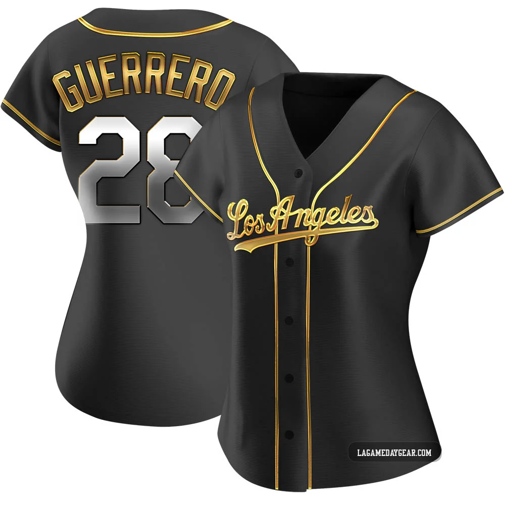 Pedro Guerrero ＃28 Los Angeles Dodgers Replica Women's Gold Black en Alternate Jersey