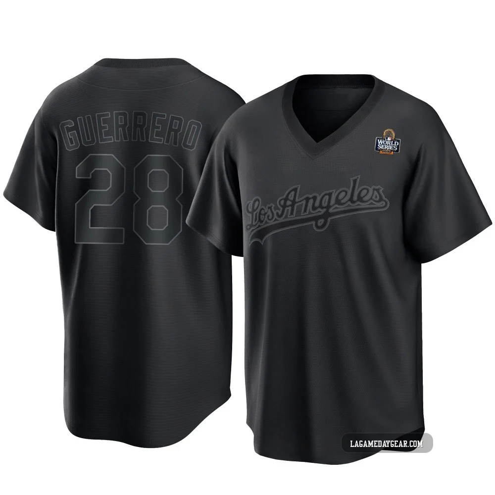 Pedro Guerrero ＃28 Los Angeles Dodgers Replica Youth Black Pitch Fashion 2024 World Series Jersey