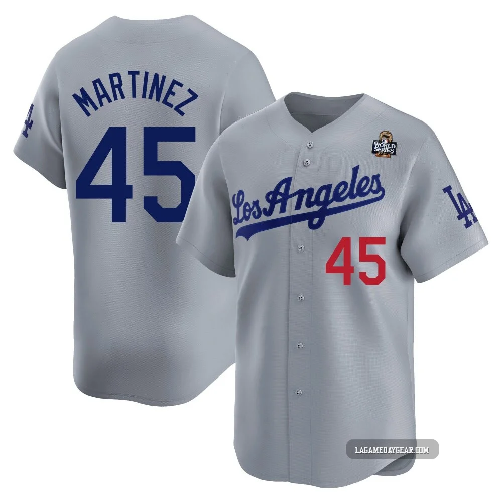 Pedro Martinez ＃45 Los Angeles Dodgers Limited Men's Gray Away 2024 World Series Jersey
