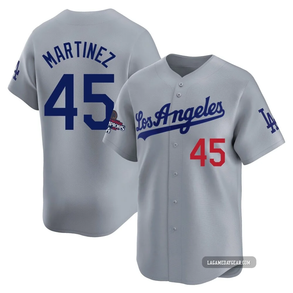 Pedro Martinez ＃45 Los Angeles Dodgers Limited Men's Gray Away World Series Champions Jersey