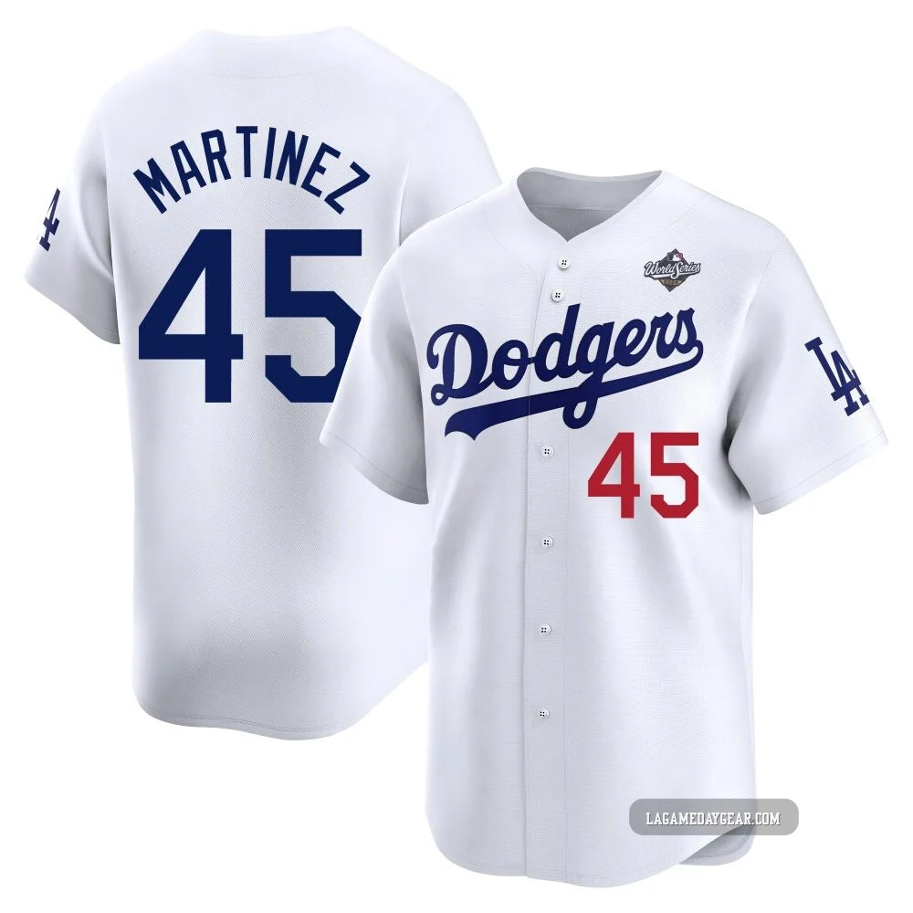 Pedro Martinez ＃45 Los Angeles Dodgers Limited Men's White Home 2025 World Series Jersey