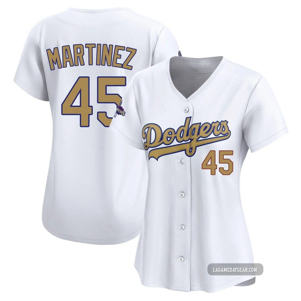 Pedro Martinez ＃45 Los Angeles Dodgers Limited Women's Gold White 2025 Collection Jersey