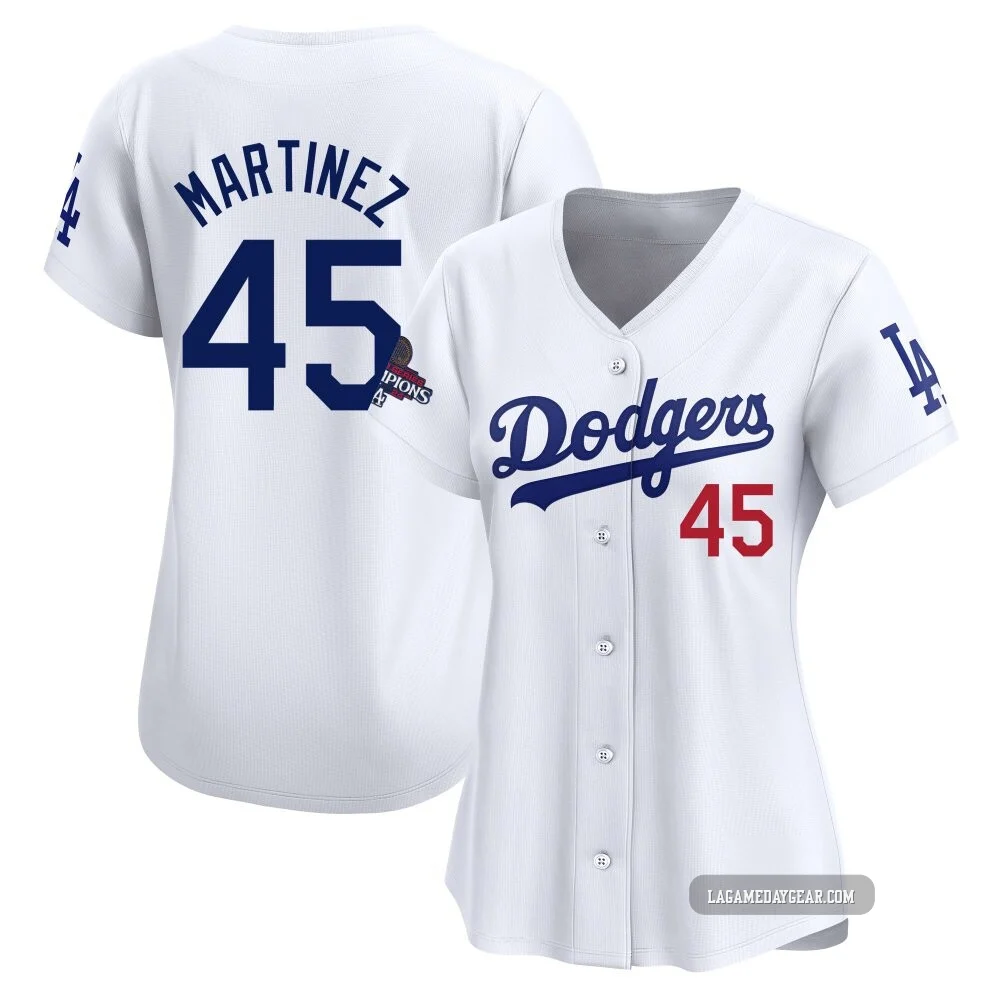 Pedro Martinez ＃45 Los Angeles Dodgers Limited Women's White Home 2024 World Series Champions Jersey