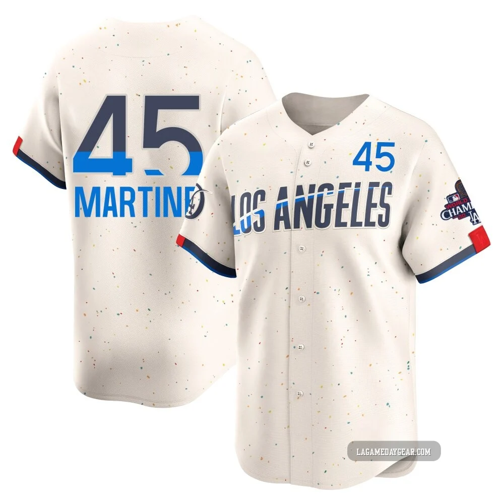 Pedro Martinez ＃45 Los Angeles Dodgers Limited Youth Cream 2024 City Connect World Series Champions Jersey