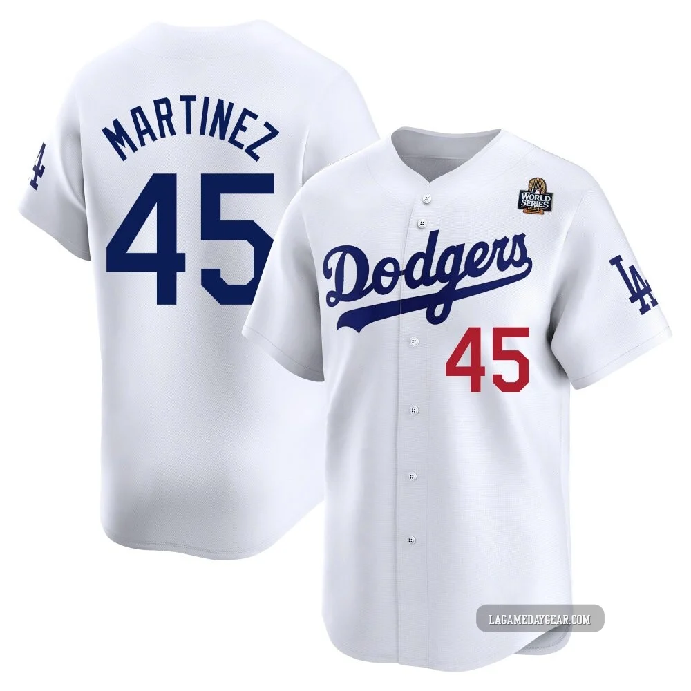 Pedro Martinez ＃45 Los Angeles Dodgers Limited Youth White Home 2024 World Series Jersey
