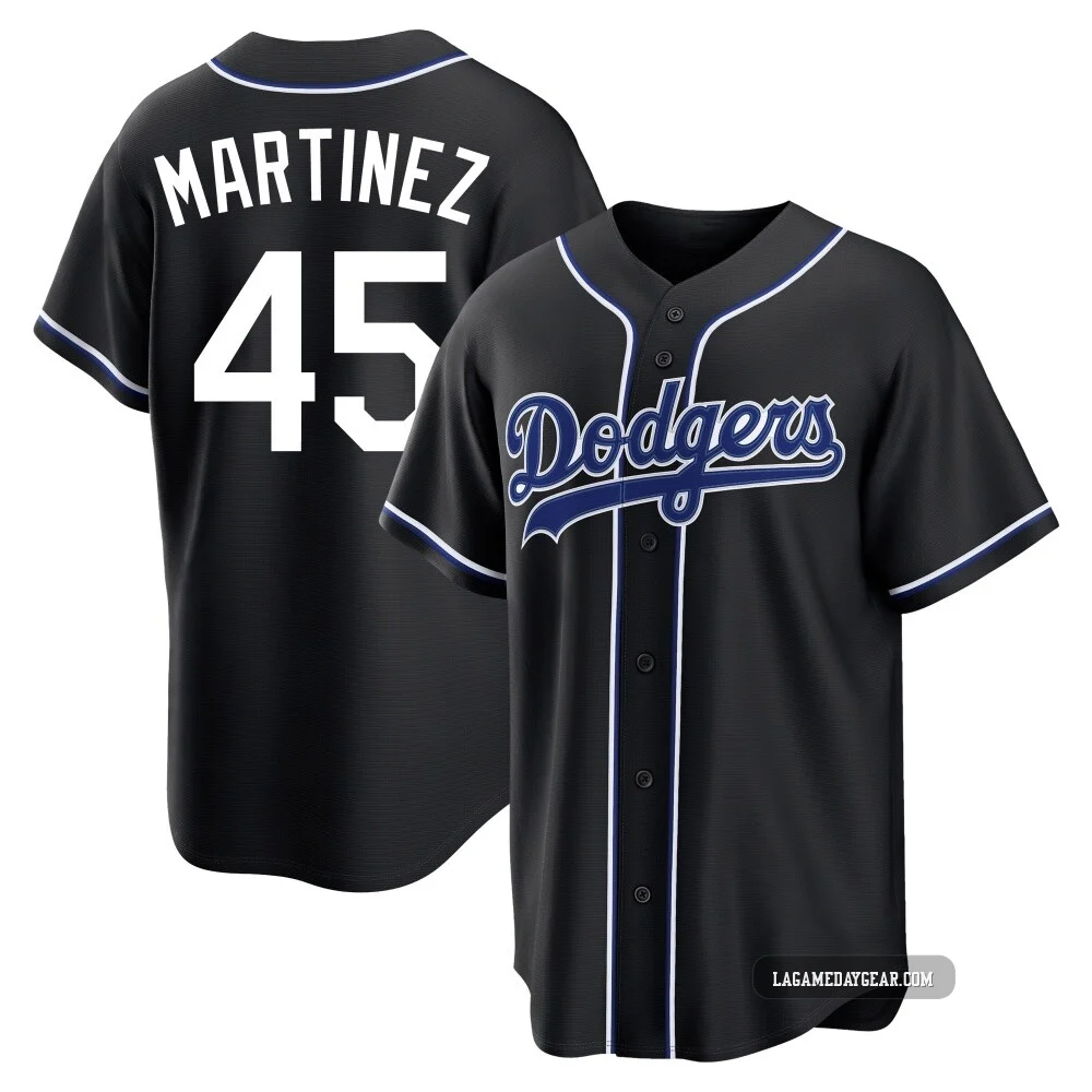 Pedro Martinez ＃45 Los Angeles Dodgers Replica Men's Black Fashion Out Jersey