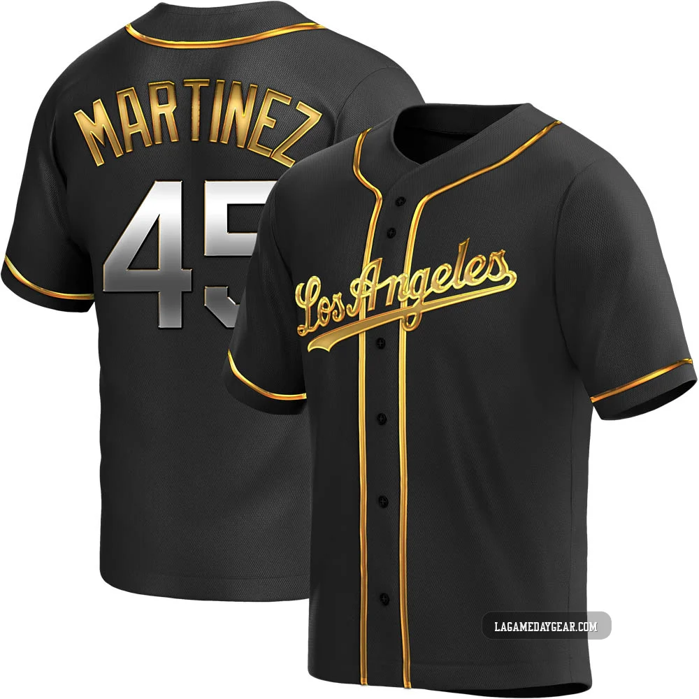Pedro Martinez ＃45 Los Angeles Dodgers Replica Men's Gold Black en Alternate Jersey