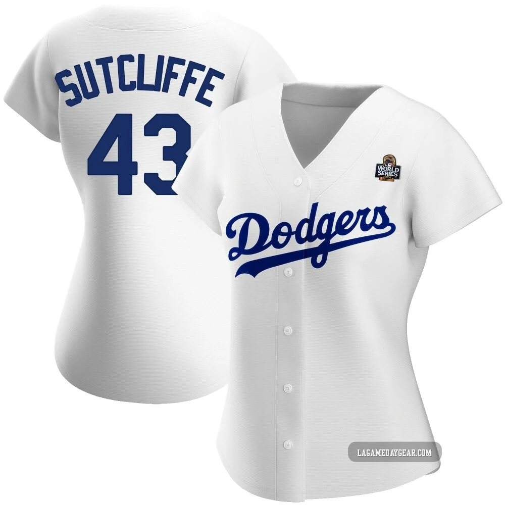 Rick Sutcliffe ＃43 Los Angeles Dodgers Authentic Women's White Home 2024 World Series Jersey