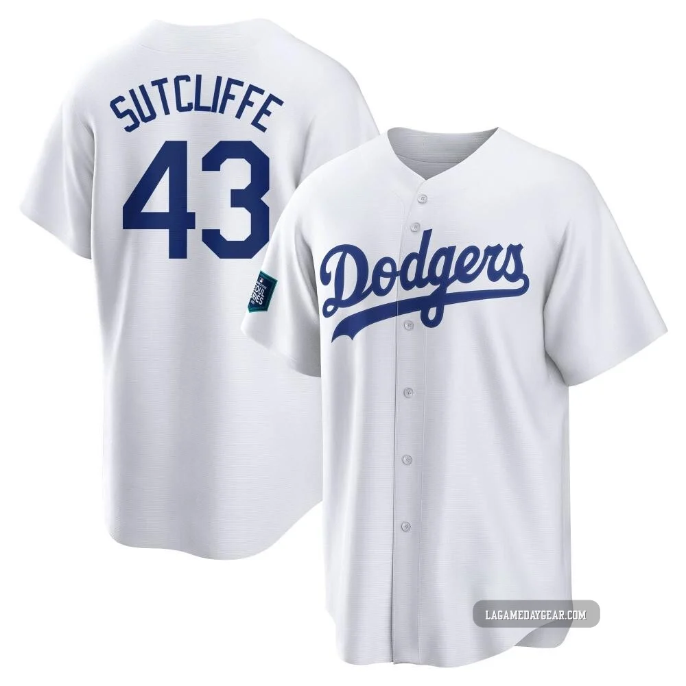 Rick Sutcliffe ＃43 Los Angeles Dodgers Replica Men's White 2024 World Tour Seoul Series Home Jersey