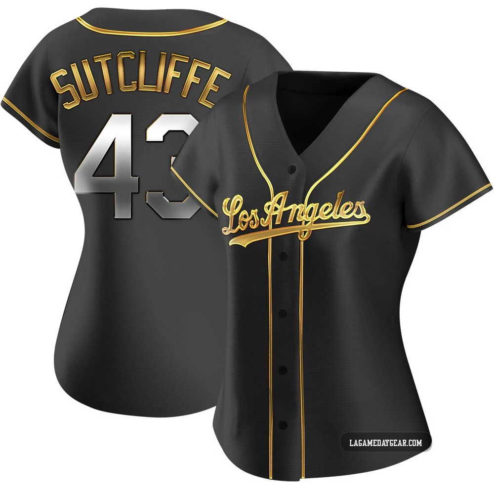 Rick Sutcliffe ＃43 Los Angeles Dodgers Replica Women's Gold Black en Alternate Jersey