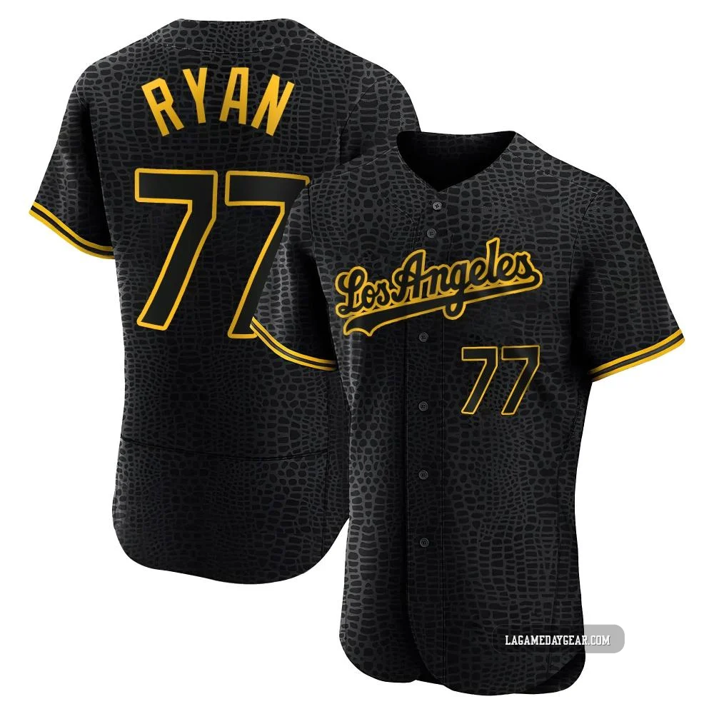 River Ryan ＃77 Los Angeles Dodgers Authentic Men's Black Snake Skin City Jersey