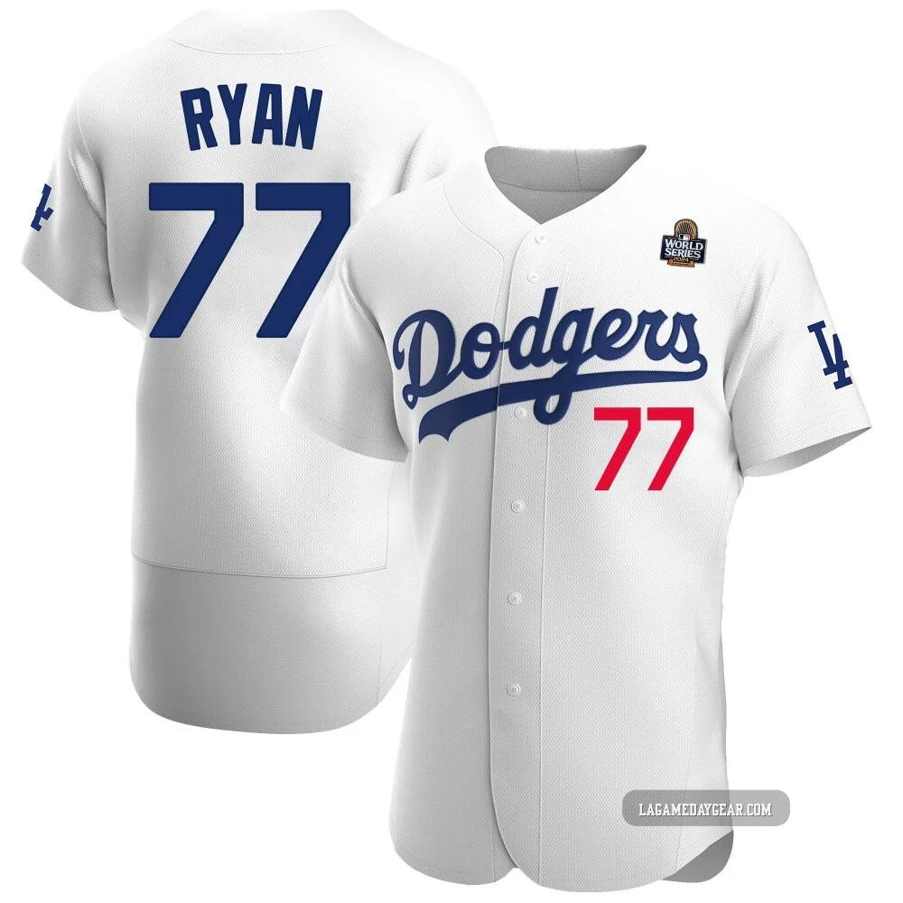 River Ryan ＃77 Los Angeles Dodgers Authentic Men's White Home Official 2024 World Series Jersey