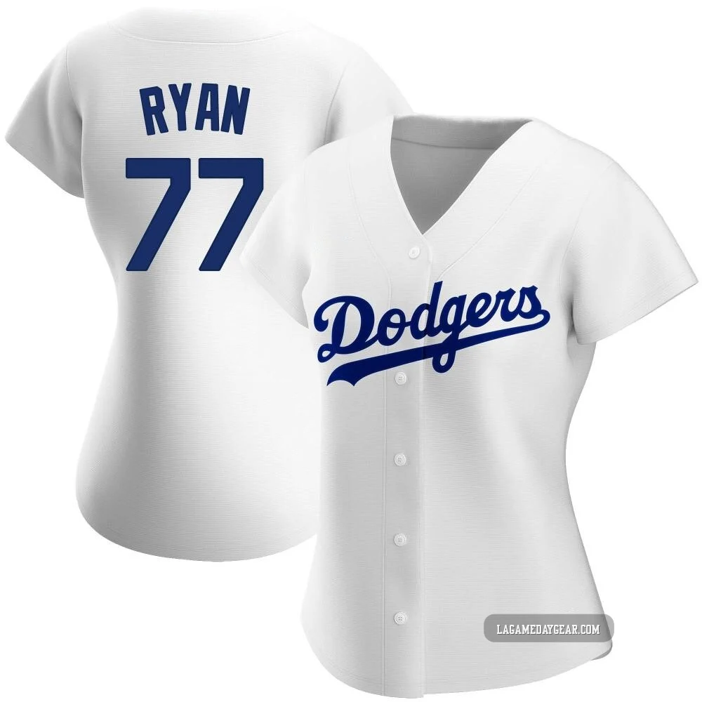 River Ryan ＃77 Los Angeles Dodgers Authentic Women's White Home Jersey