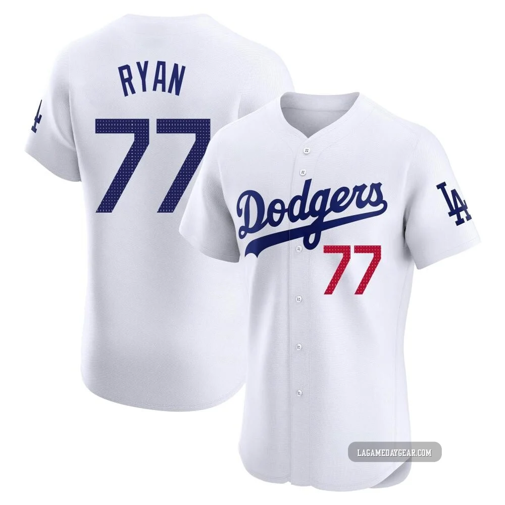 River Ryan ＃77 Los Angeles Dodgers Elite Men's White Home Jersey