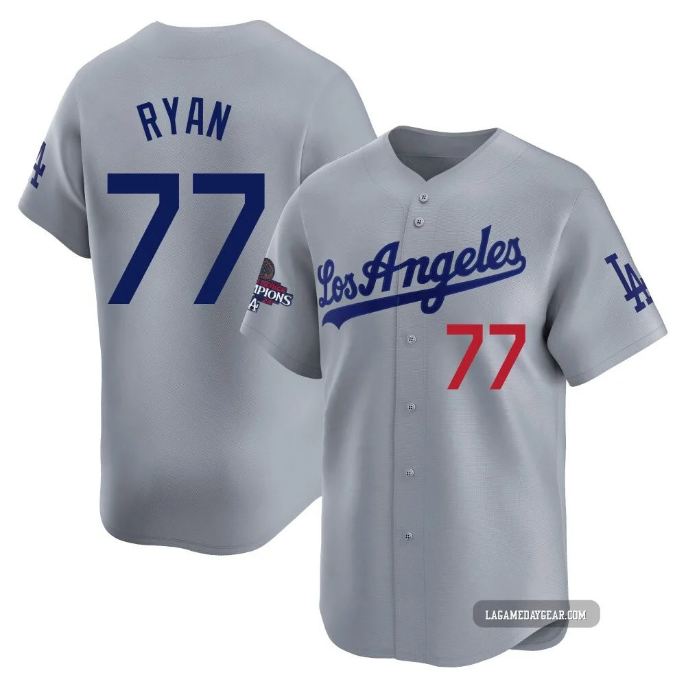 River Ryan ＃77 Los Angeles Dodgers Limited Men's Gray Away World Series Champions Jersey