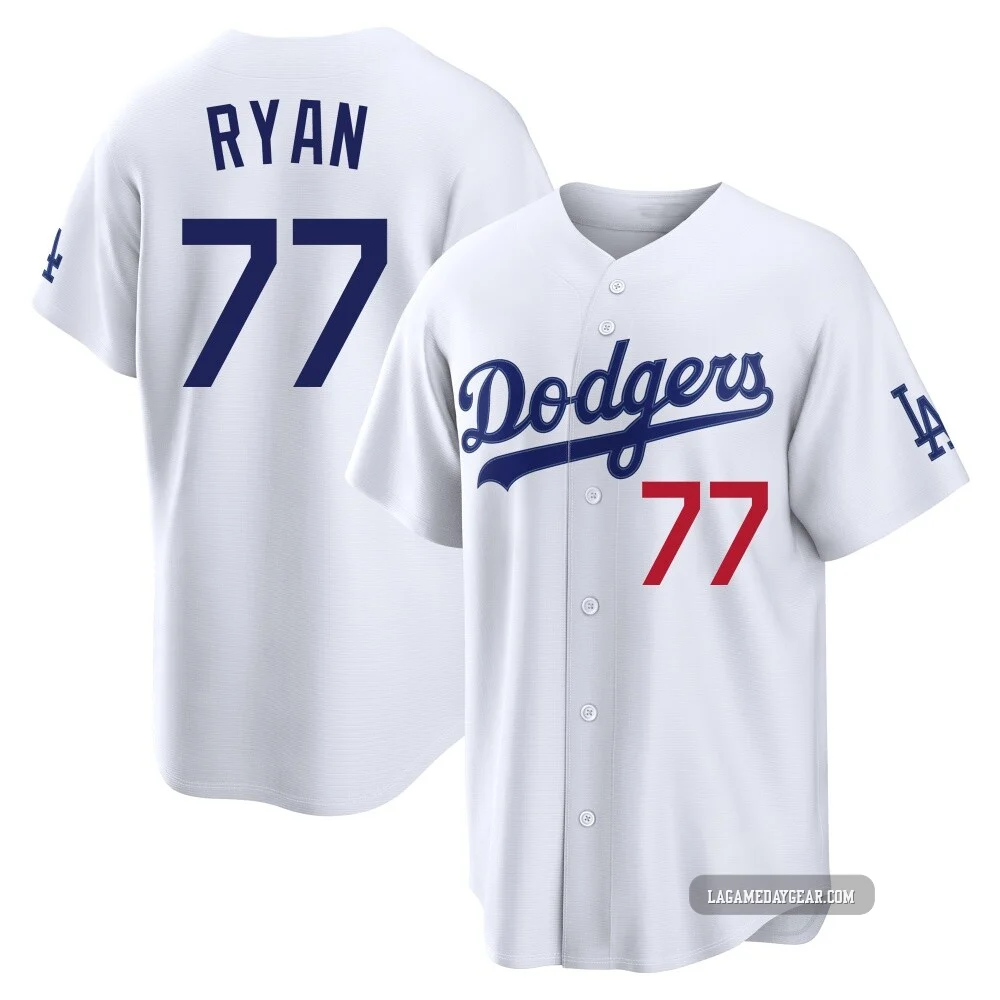River Ryan ＃77 Los Angeles Dodgers Limited Men's White Home Stadium Jersey