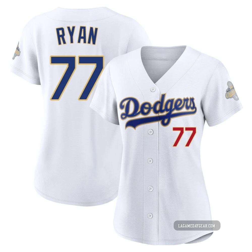 River Ryan ＃77 Los Angeles Dodgers Limited Women's Gold White 2026 Collection Stadium Jersey
