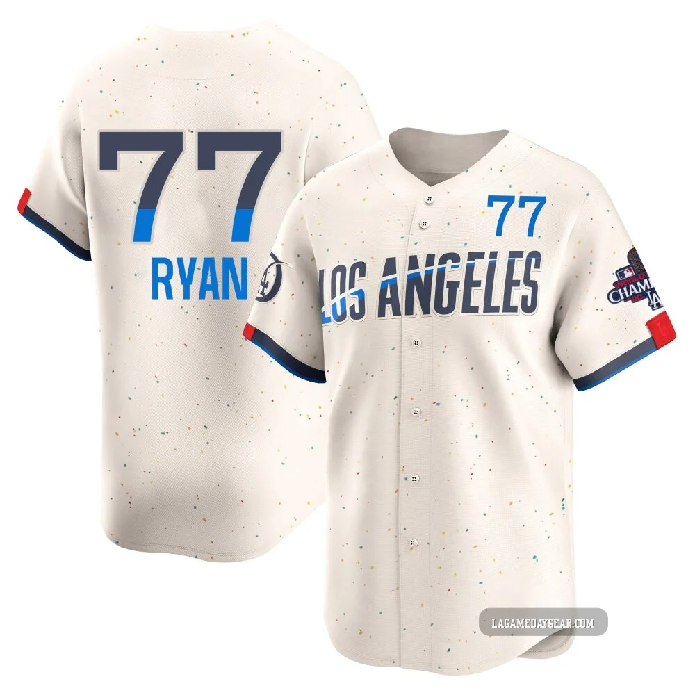 River Ryan ＃77 Los Angeles Dodgers Limited Youth Cream 2024 City Connect World Series Champions Jersey