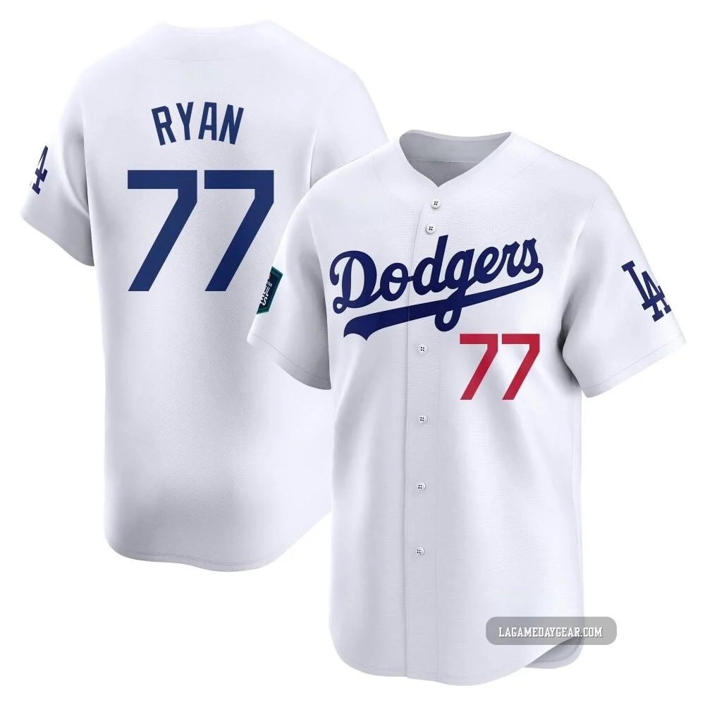 River Ryan ＃77 Los Angeles Dodgers Limited Youth White 2024 World Tour Seoul Series Home Jersey