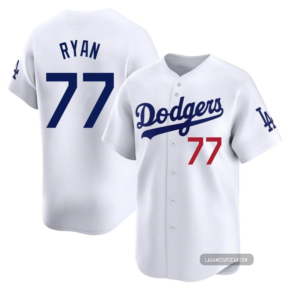 River Ryan ＃77 Los Angeles Dodgers Limited Youth White Home Jersey