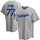 River Ryan ＃77 Los Angeles Dodgers Replica Men's Gray Road 2024 World Series Champions Jersey