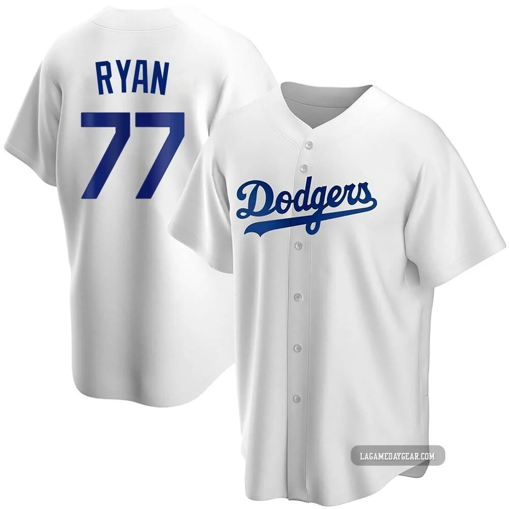 River Ryan ＃77 Los Angeles Dodgers Replica Men's White Home Jersey