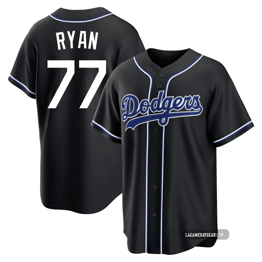 River Ryan ＃77 Los Angeles Dodgers Replica Youth Black Fashion Out Jersey