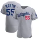 Russell Martin ＃55 Los Angeles Dodgers Authentic Men's Gray Away Jersey