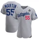 Russell Martin ＃55 Los Angeles Dodgers Authentic Men's Gray Away Official 2024 World Series Jersey