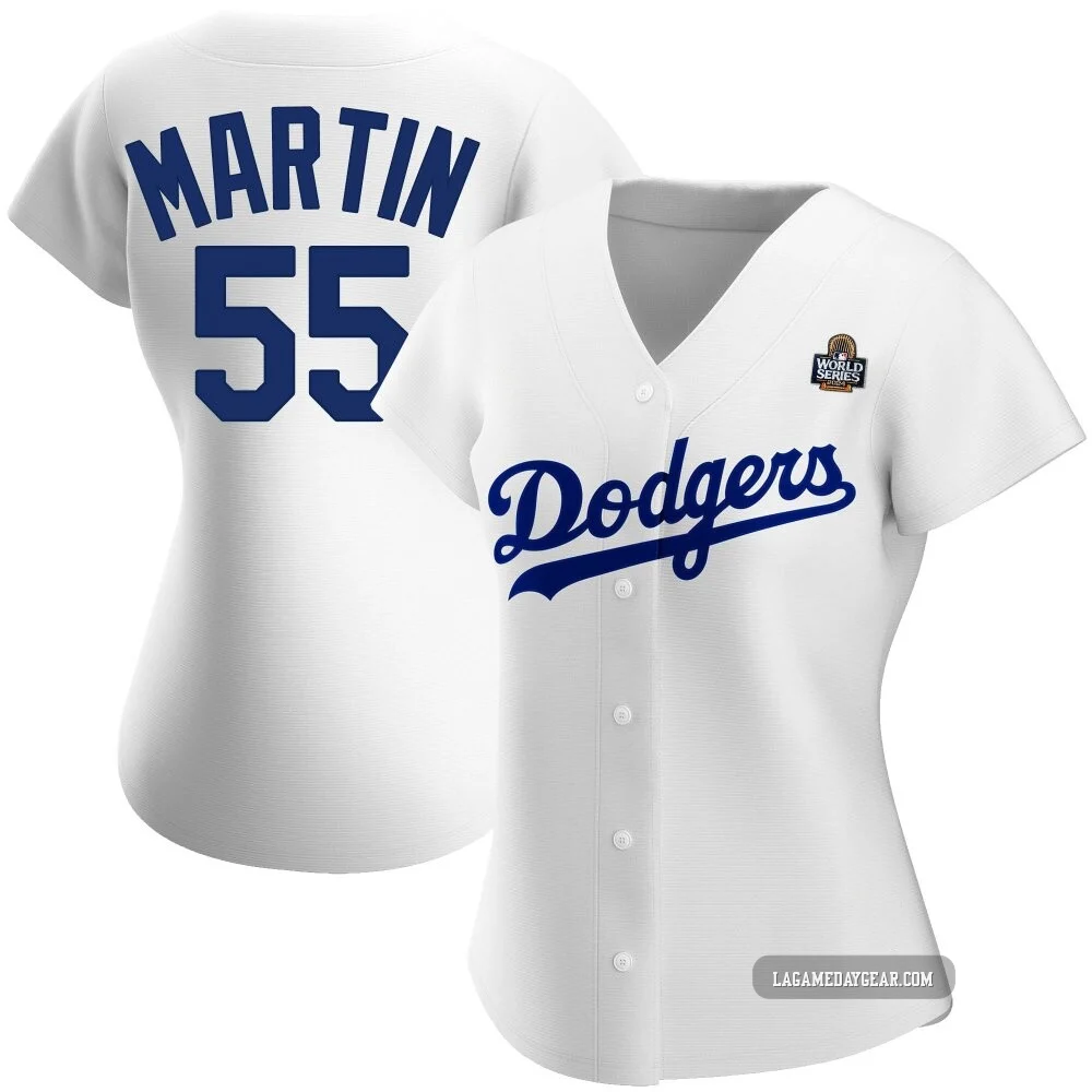 Russell Martin ＃55 Los Angeles Dodgers Authentic Women's White Home 2024 World Series Jersey