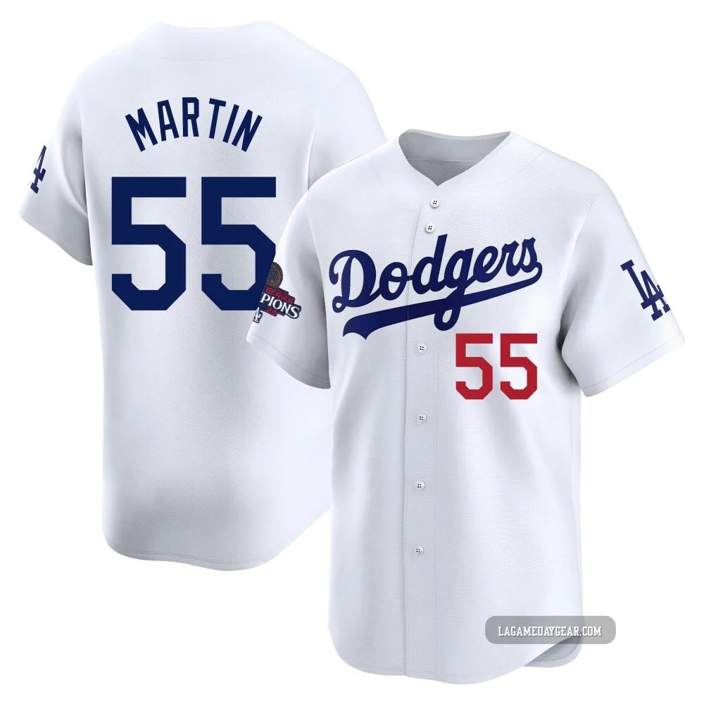 Russell Martin ＃55 Los Angeles Dodgers Limited Men's White Home 2024 World Series Champions Jersey