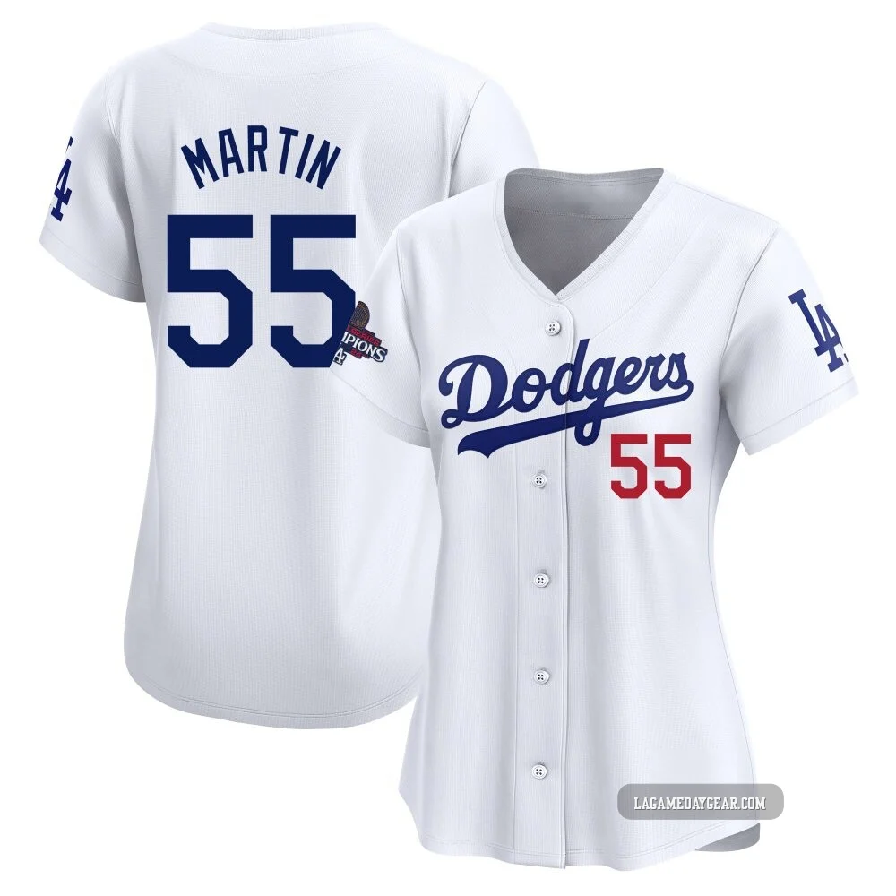 Russell Martin ＃55 Los Angeles Dodgers Limited Women's White Home 2024 World Series Champions Jersey