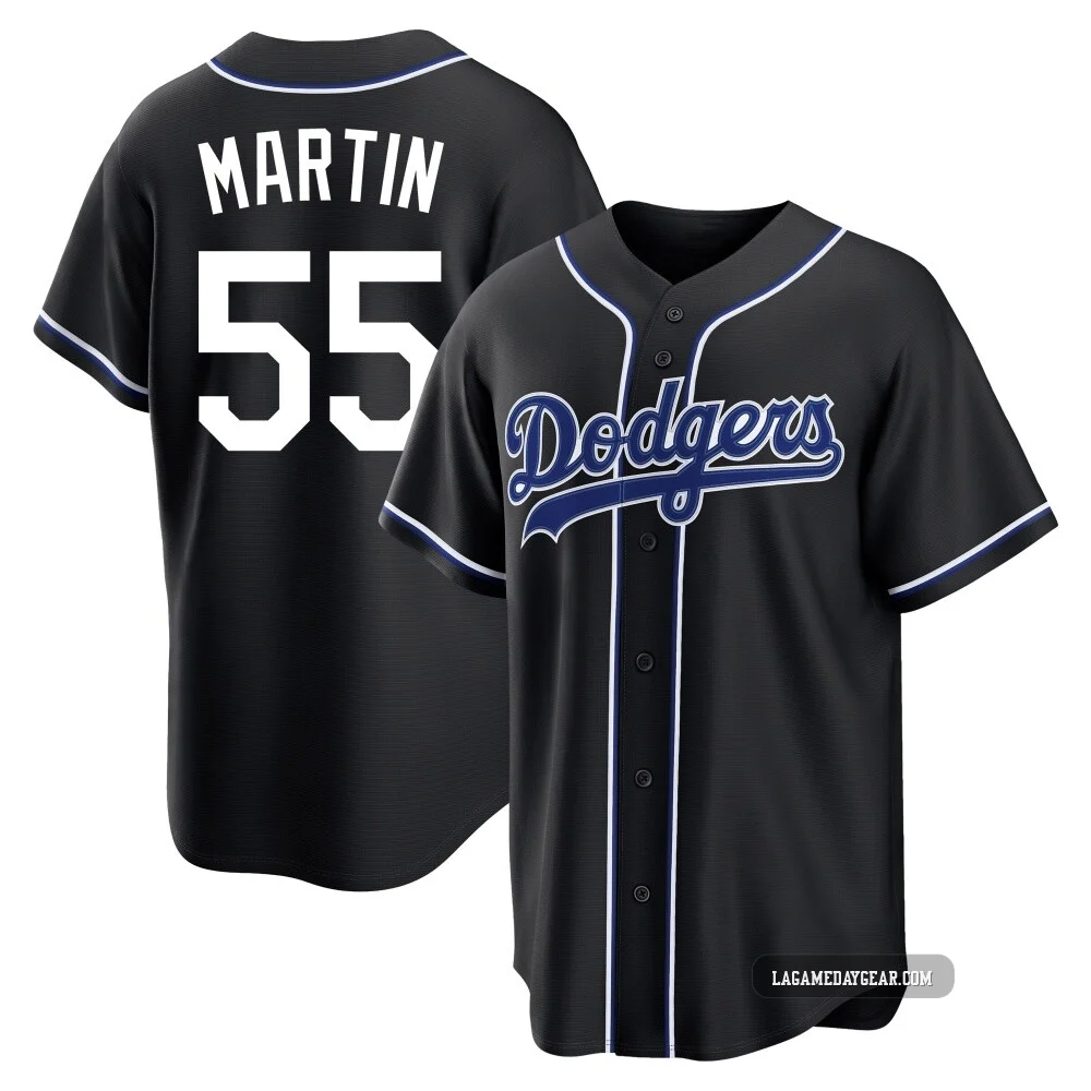 Russell Martin ＃55 Los Angeles Dodgers Replica Men's Black Fashion Out Jersey