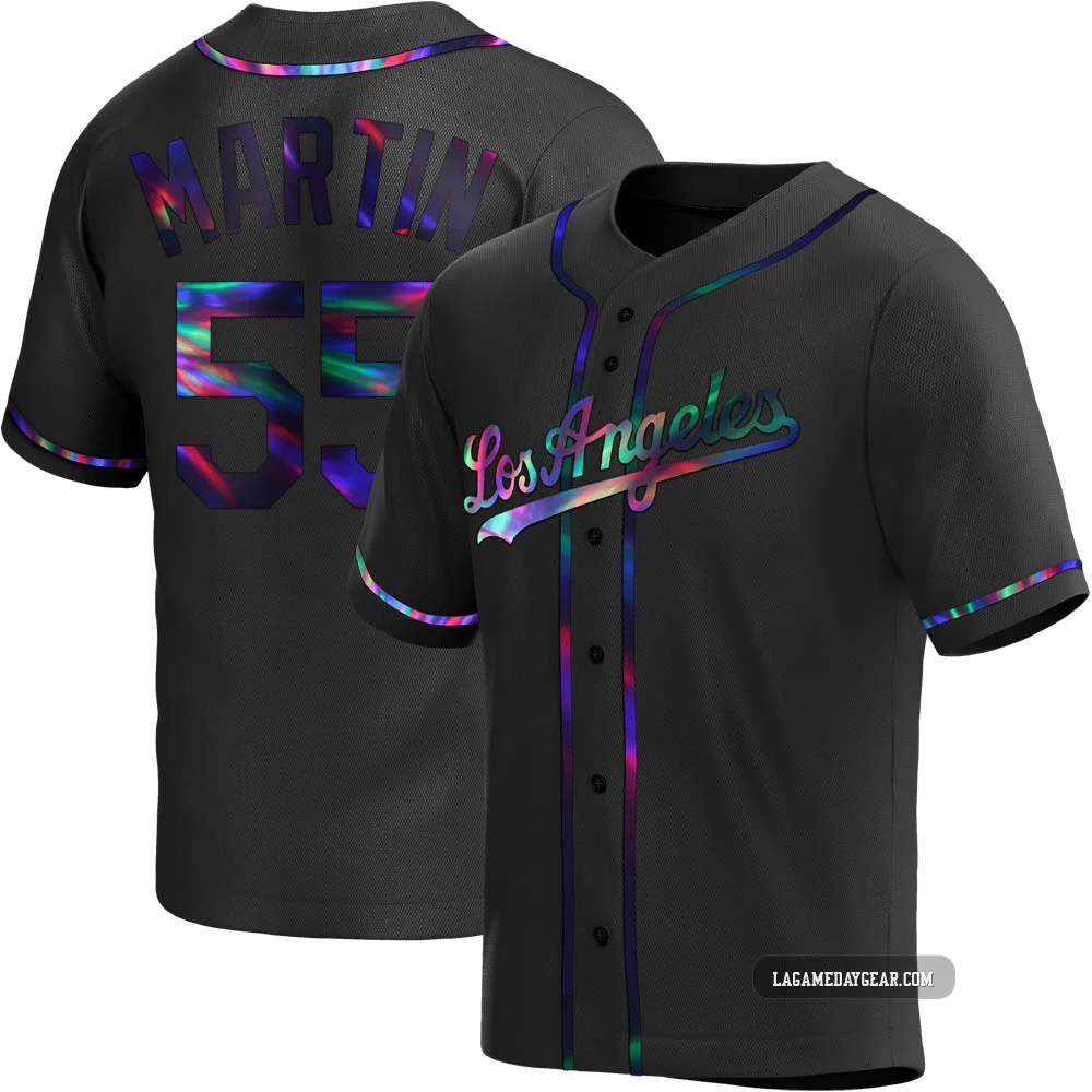 Russell Martin ＃55 Los Angeles Dodgers Replica Men's Black Holographic Alternate Jersey