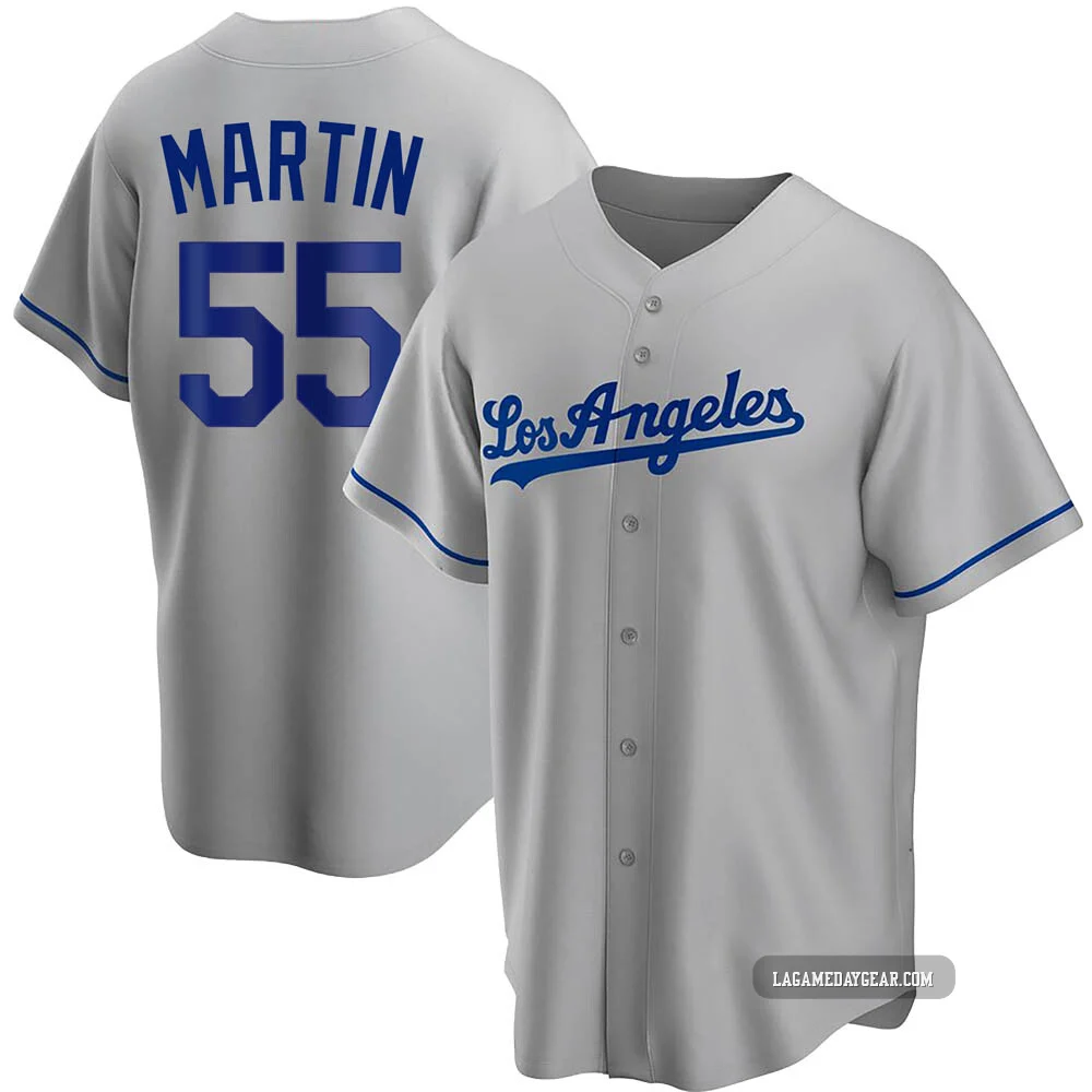 Russell Martin ＃55 Los Angeles Dodgers Replica Men's Gray Road Jersey
