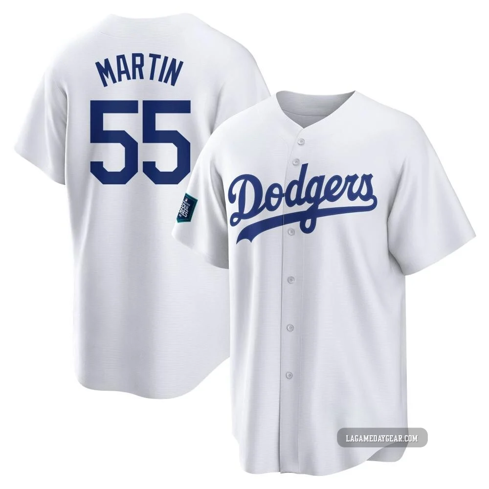 Russell Martin ＃55 Los Angeles Dodgers Replica Men's White 2024 World Tour Seoul Series Home Jersey