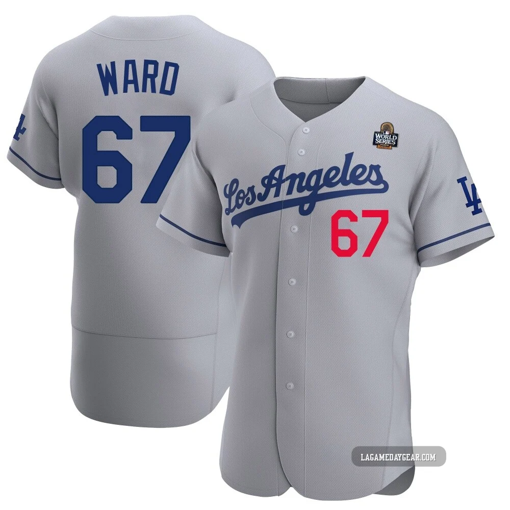 Ryan Ward ＃67 Los Angeles Dodgers Authentic Men's Gray Away Official 2024 World Series Jersey