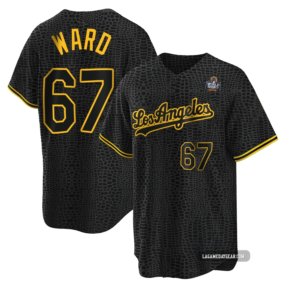Ryan Ward ＃67 Los Angeles Dodgers Replica Men's Black Snake Skin City 2024 World Series Jersey