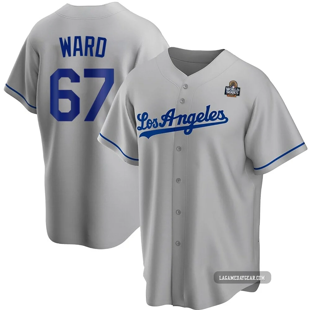Ryan Ward ＃67 Los Angeles Dodgers Replica Men's Gray Road 2024 World Series Jersey