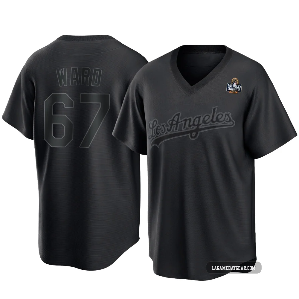 Ryan Ward ＃67 Los Angeles Dodgers Replica Youth Black Pitch Fashion 2024 World Series Jersey