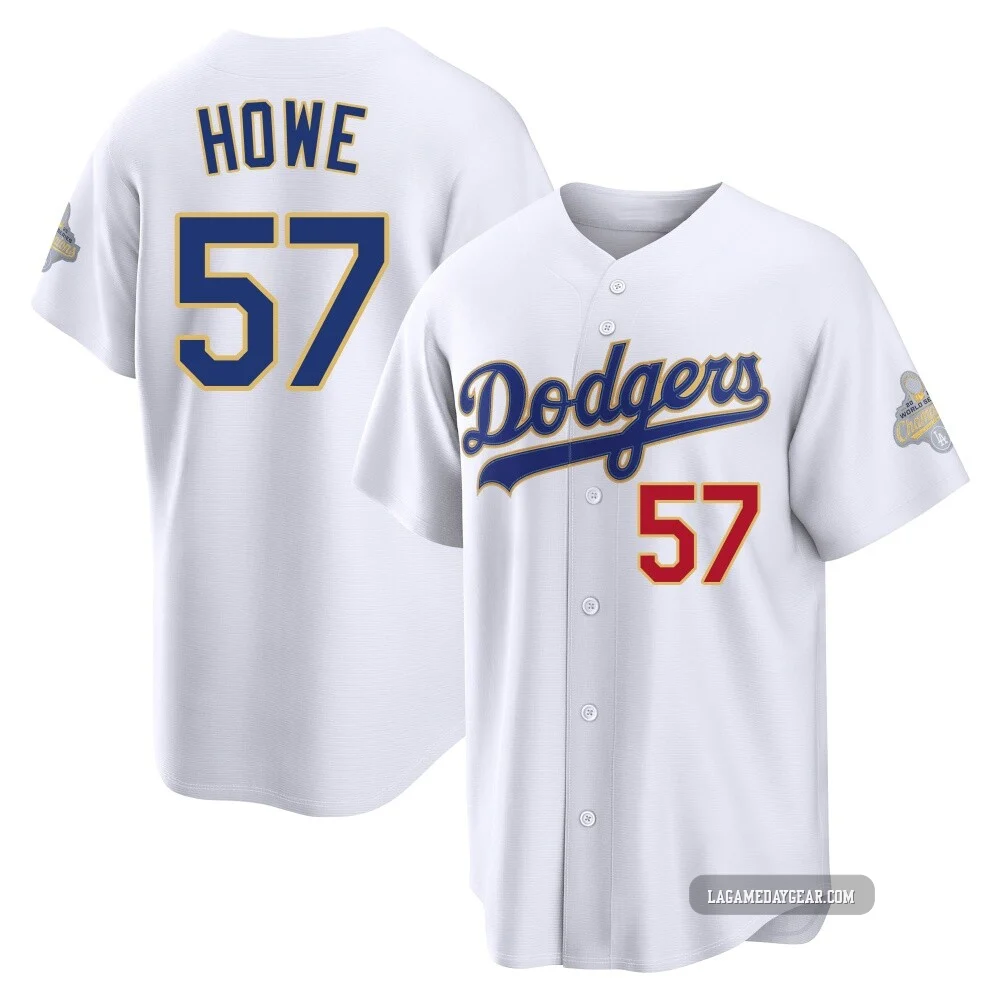 Steve Howe ＃57 Los Angeles Dodgers Limited Youth Gold White 2026 Collection Stadium Jersey