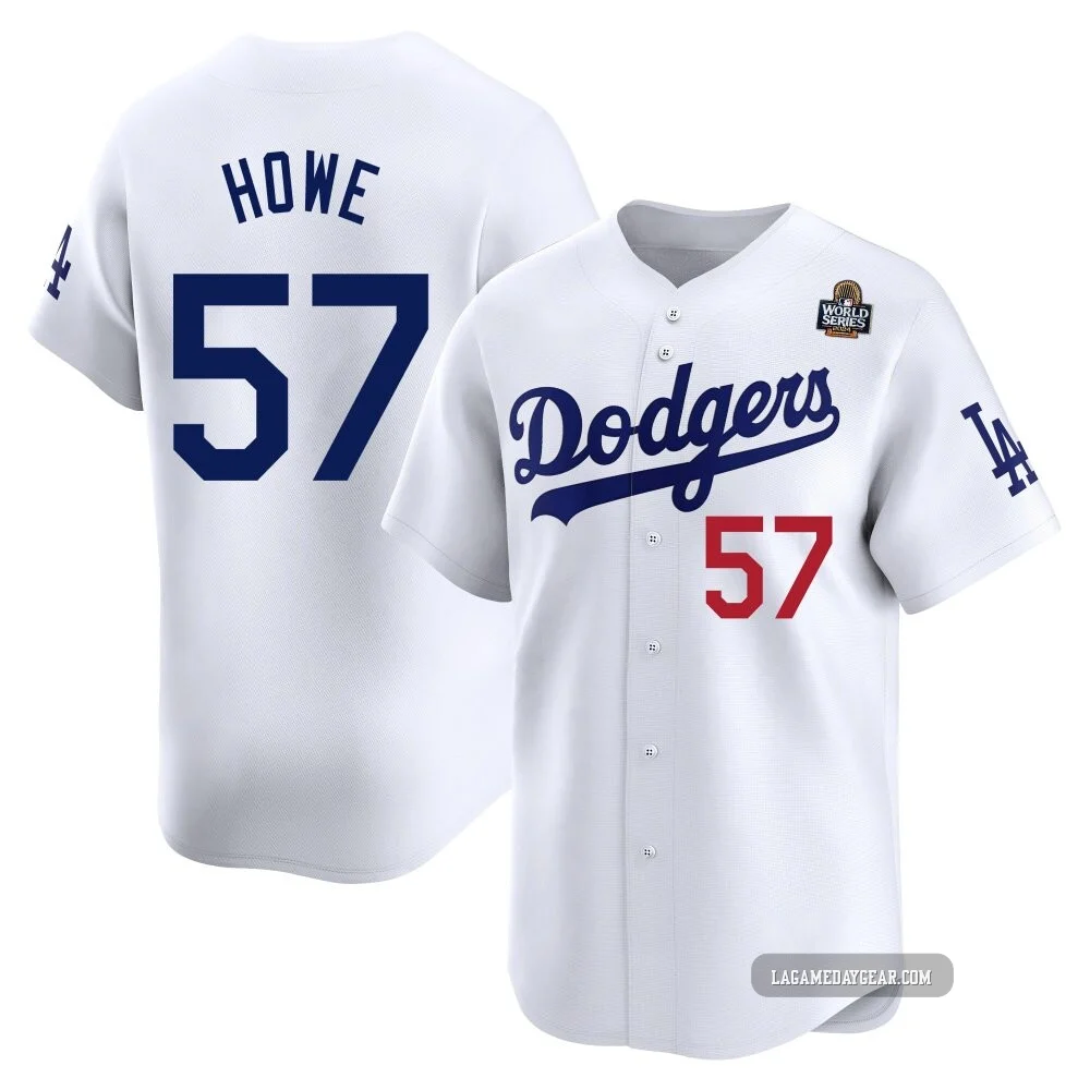 Steve Howe ＃57 Los Angeles Dodgers Limited Youth White Home 2024 World Series Jersey