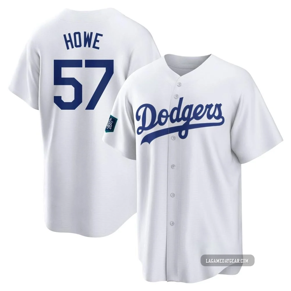 Steve Howe ＃57 Los Angeles Dodgers Replica Men's White 2024 World Tour Seoul Series Home Jersey